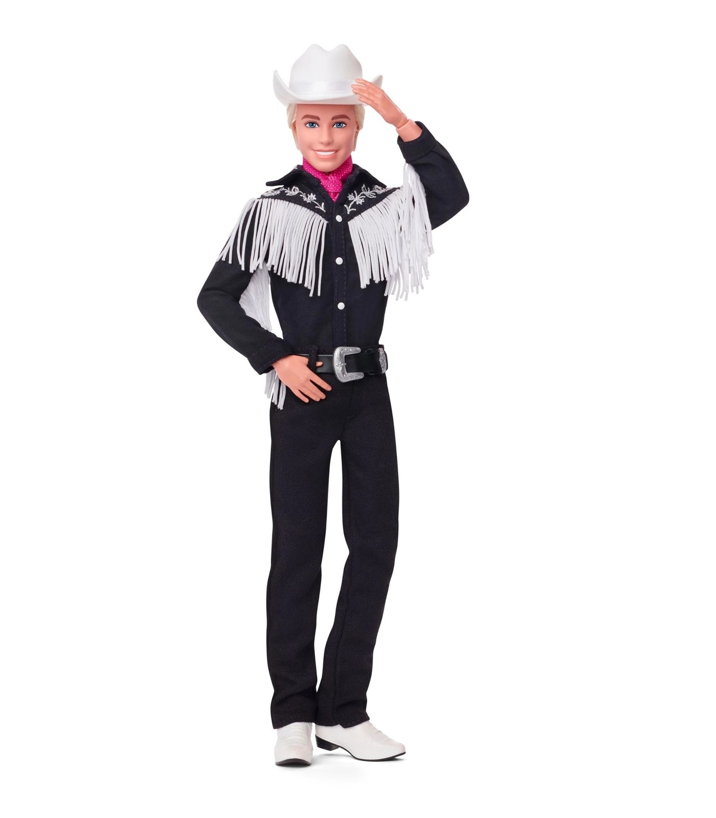 Barbie Movie Ken Doll Wearing Black and White Western Outfit