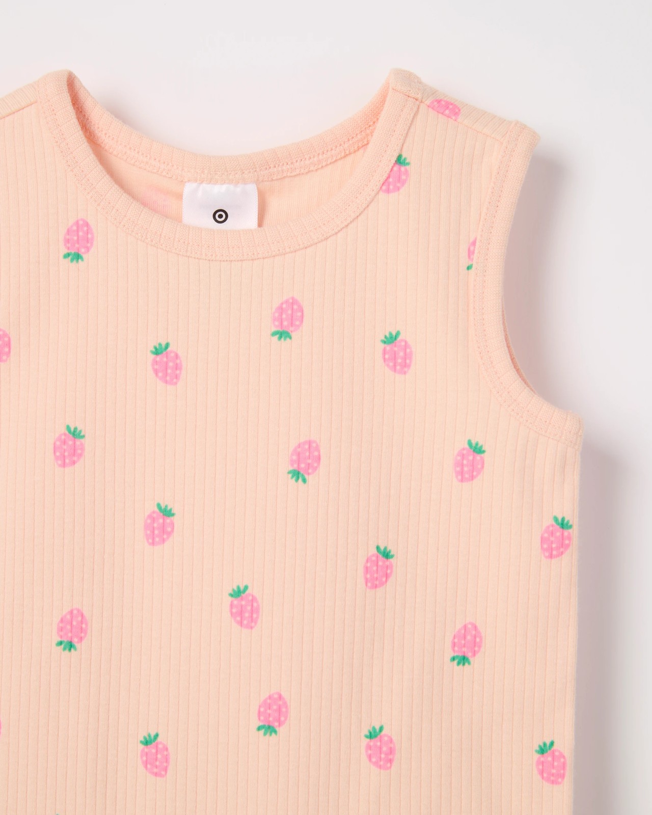 Baby Organic Cotton 3 Pack Sleeveless Rib Bodysuits - Multi Neon Fruit Peach 5 of 5