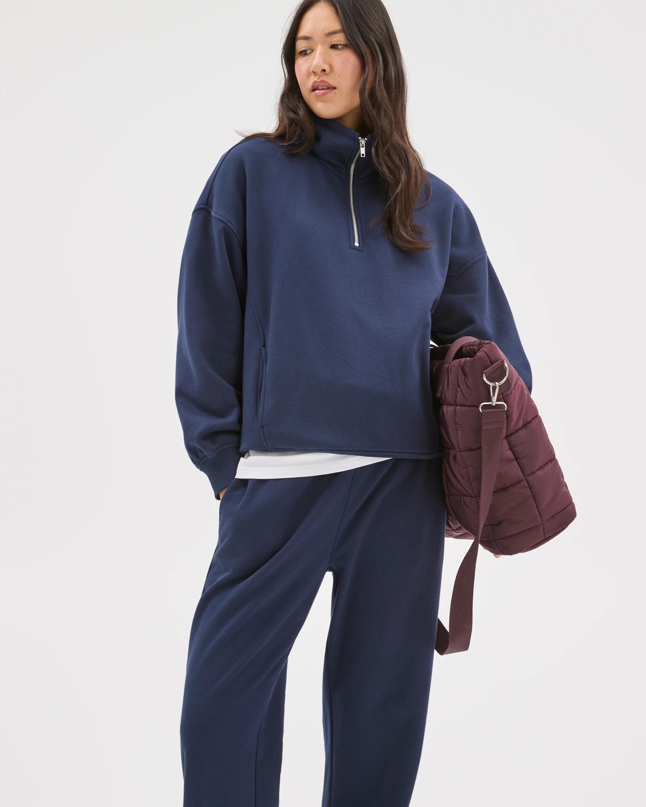 Active Australian Cotton Blend Straight Leg Fleece Trackpants - Marine Navy 2 of 6