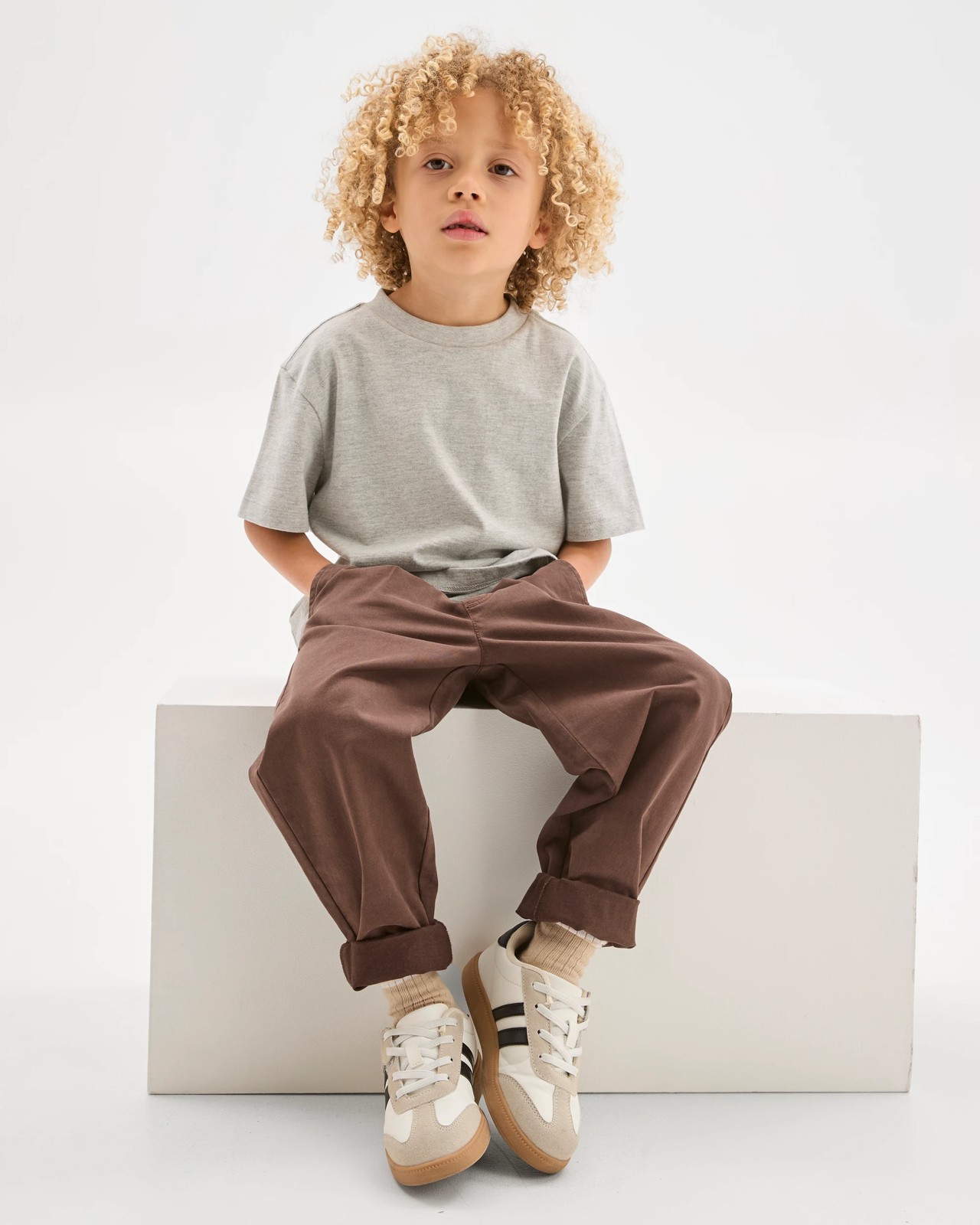 Australian Cotton Elastic Waist Chino Pants - Hot Fudge 3 of 5