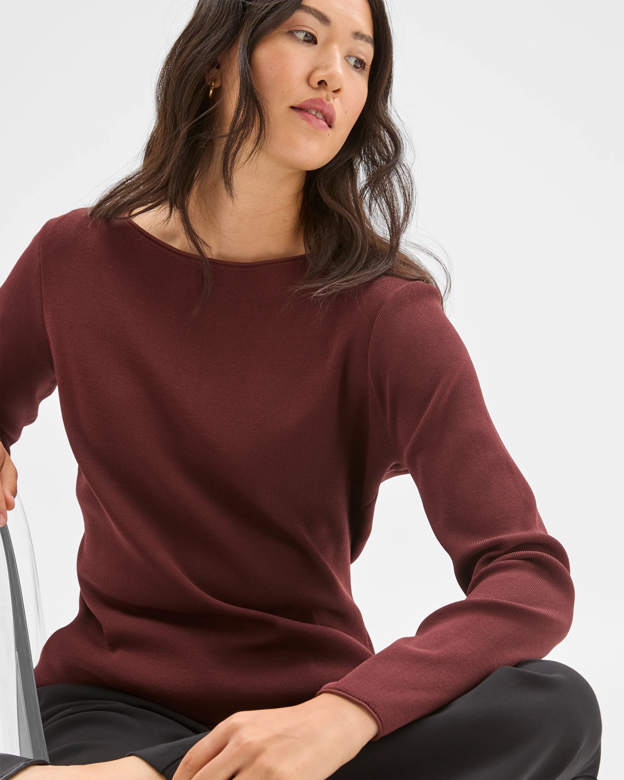 Preview Ultimate Long Sleeve Sweater - Rum Raisin 3 of 6