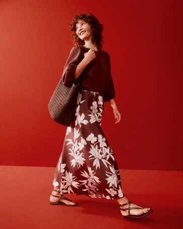 European Linen Bias Cut Midi Skirt