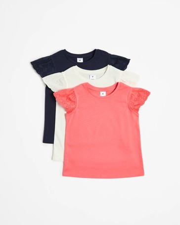 Broderie Frill T-shirt 3 Pack