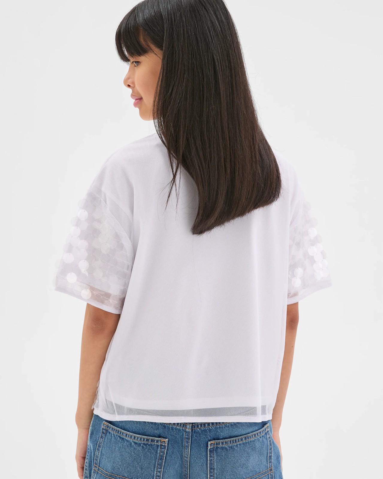 Sequin Short Sleeve T-Shirt - White 4 of 6
