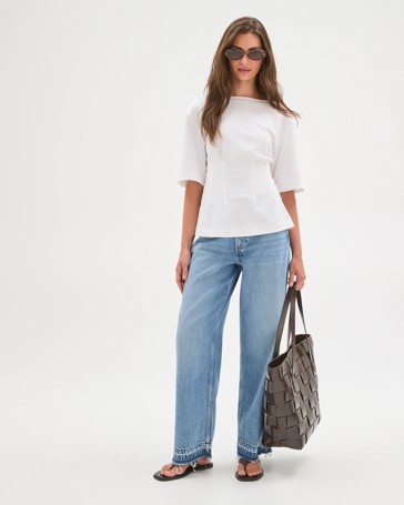 Petites Australian Cotton Short Sleeve Waisted Top