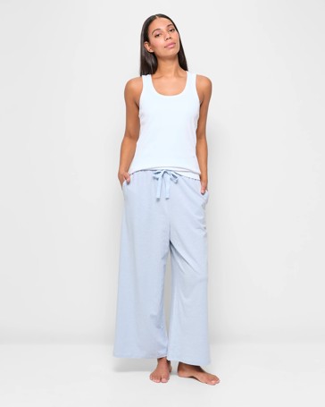 Australian Cotton Jersey 7/8 Length Wide Leg Pyjama Sleep Pants