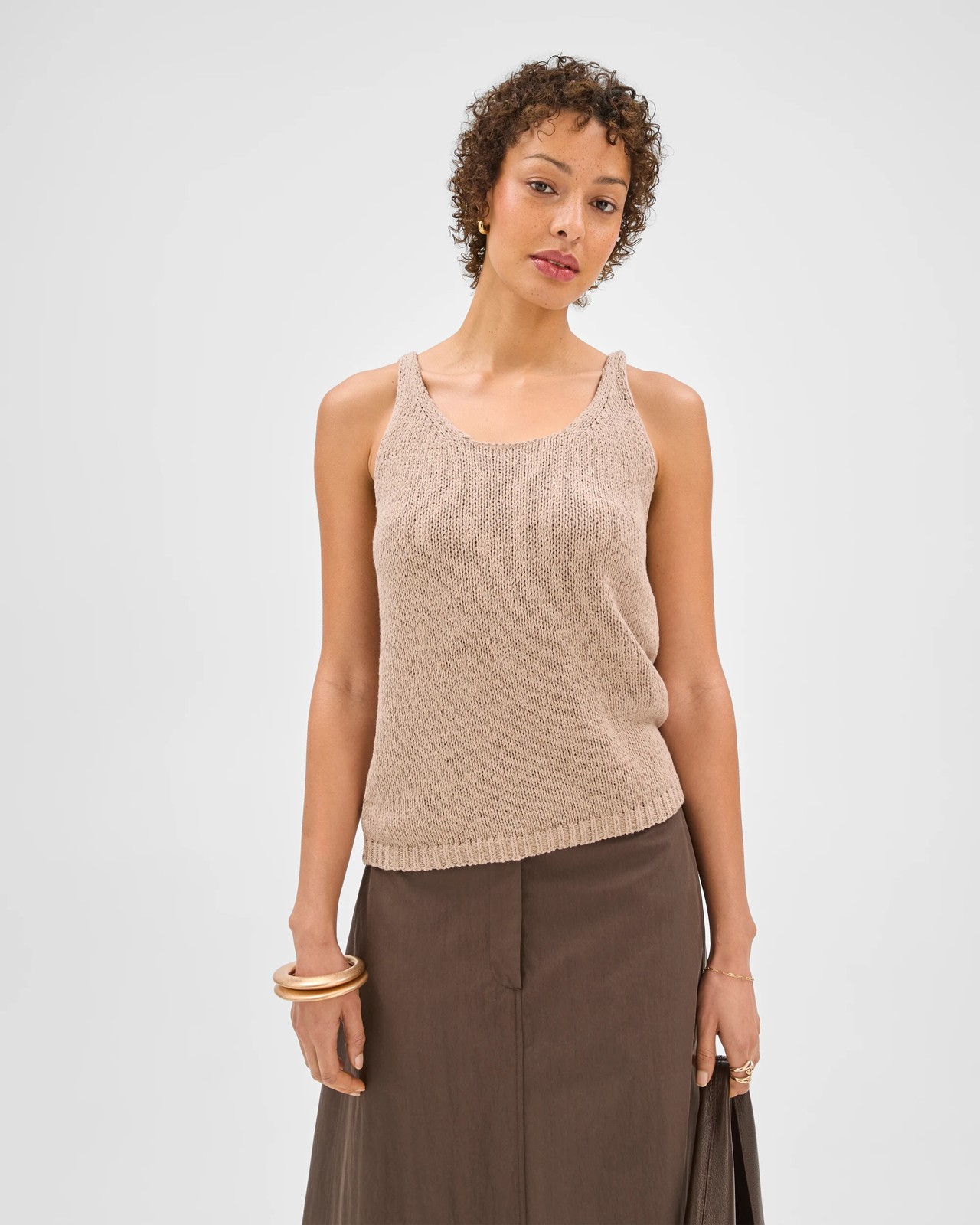 Australian Cotton Blend Tape Yarn Knit Tank Top 3 of 6