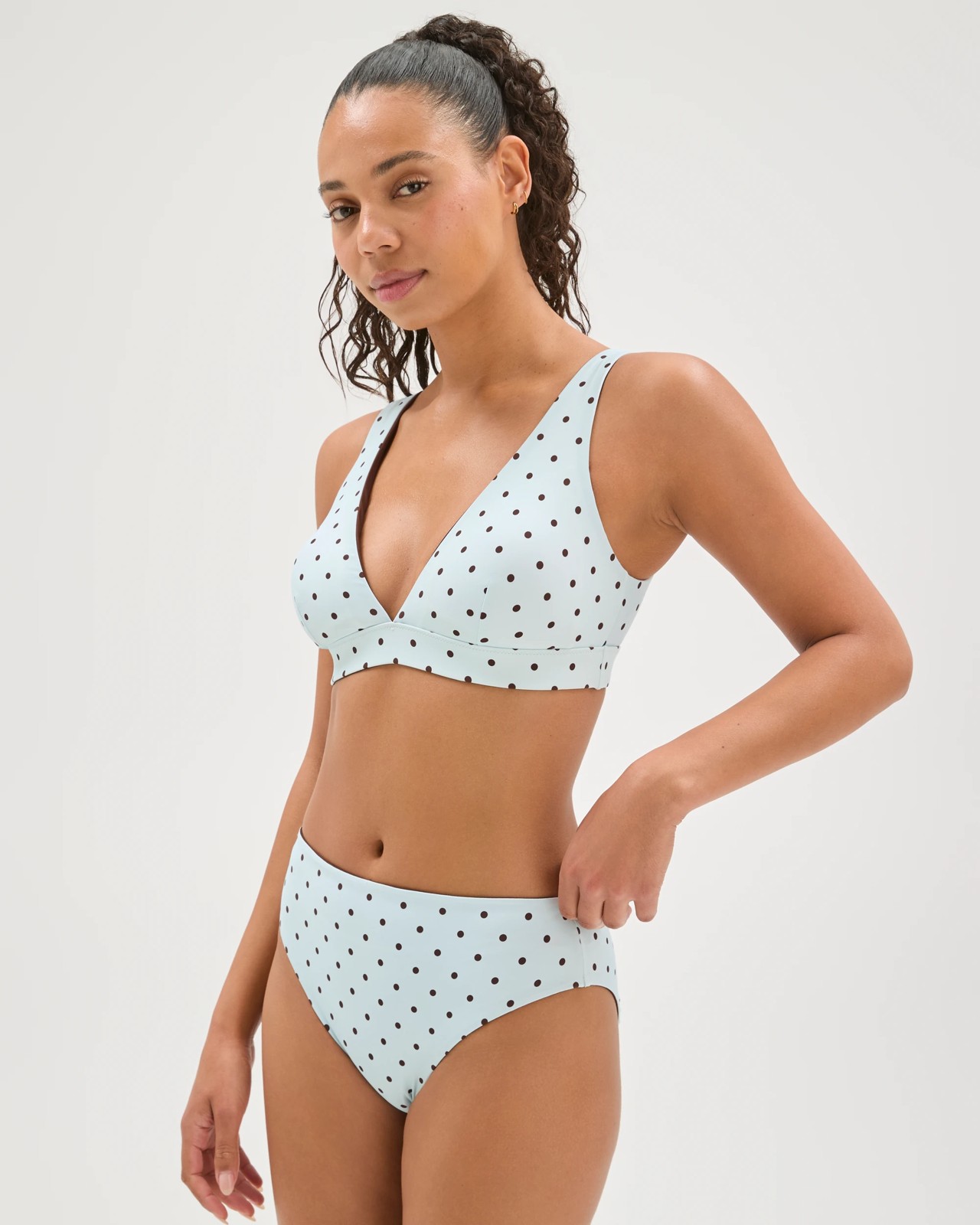 Resort Reversible V-Neck Matte Micro Swim Bikini Top - Blue Spot 4 of 5