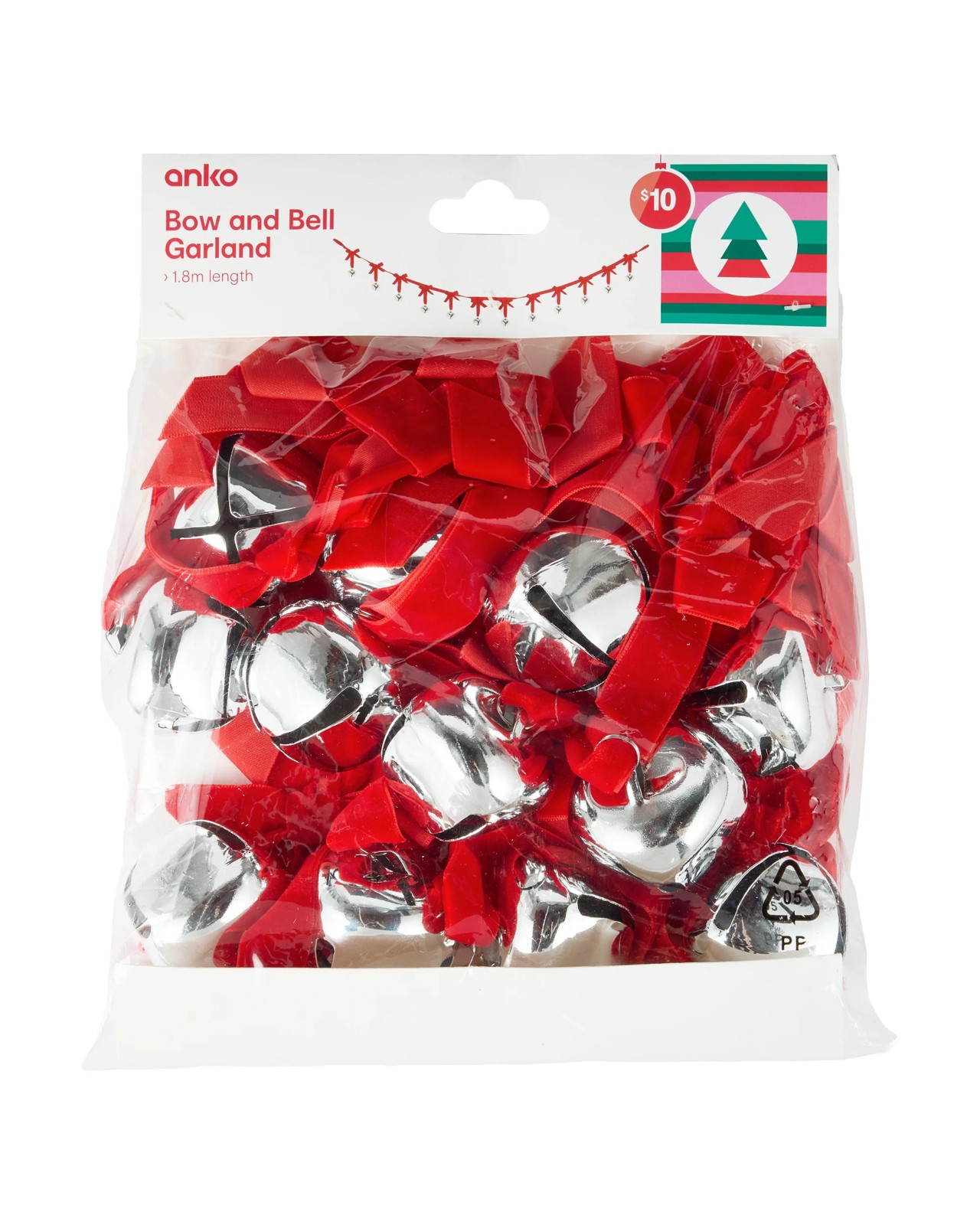 Anko 1.8m Bow and Bell Garland 4 of 4