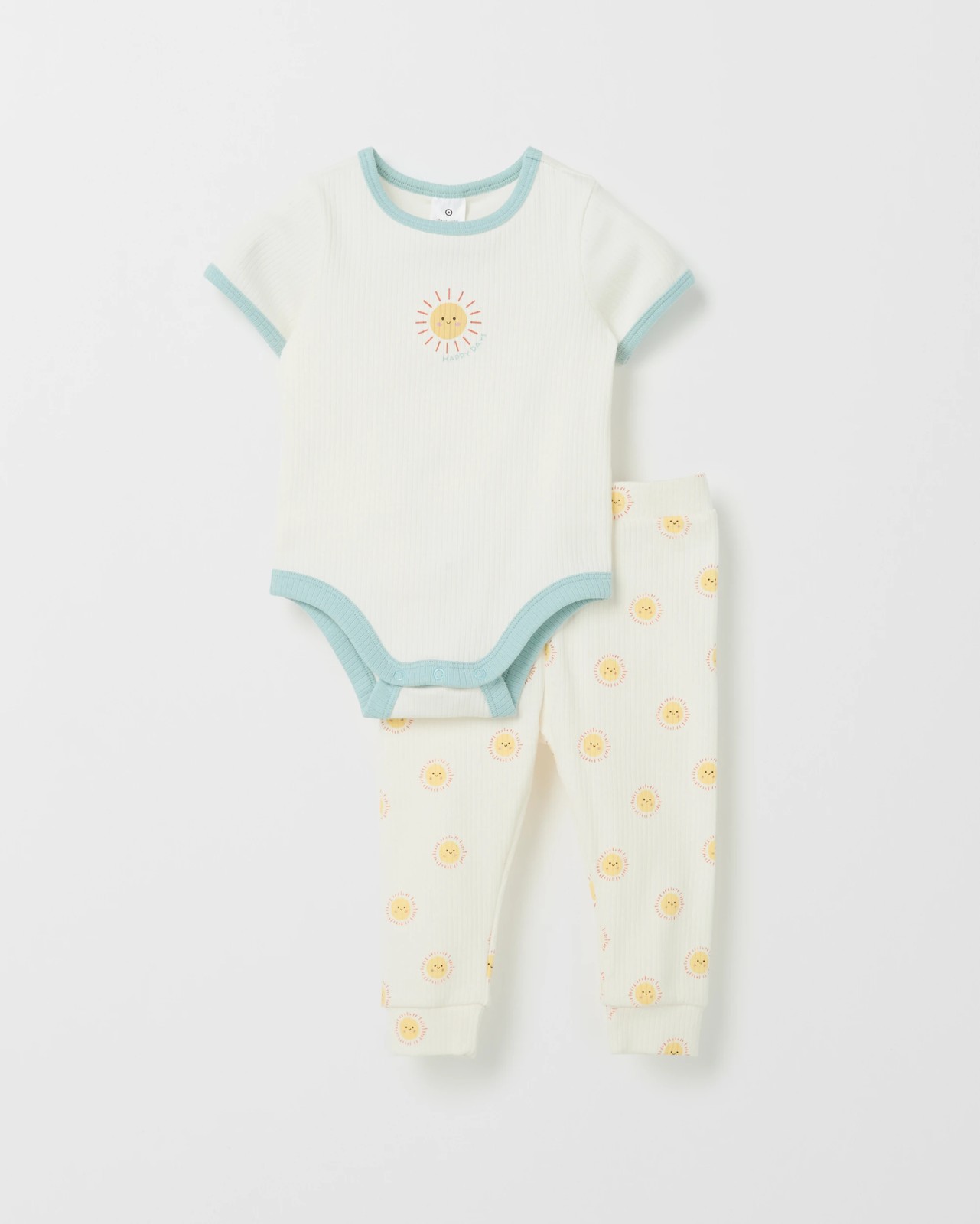Baby Organic Cotton Ribbed Bodysuit and Leggings Set - Sunshine Neutral 4 of 6
