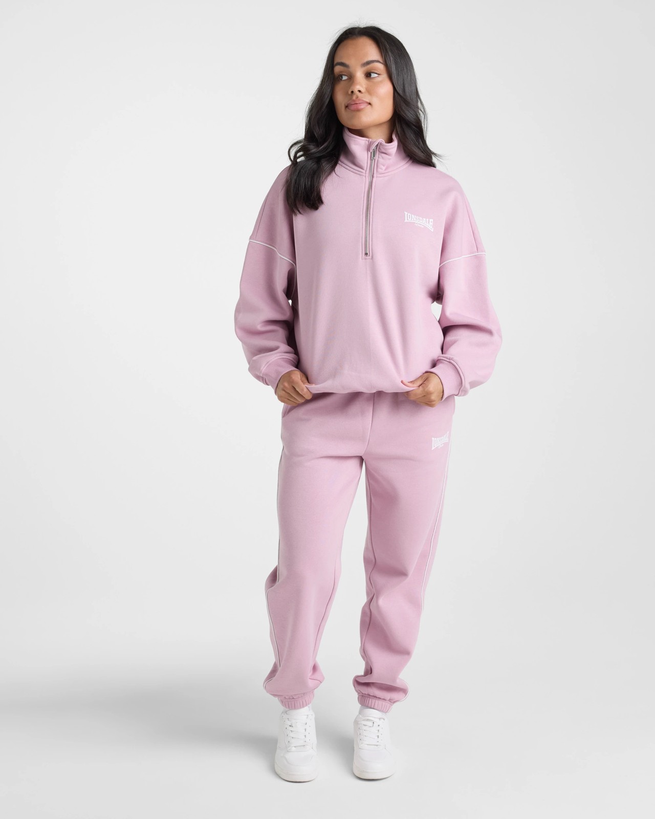 Lonsdale London 1/4 Zip Sweat ‑ Dusty Pink 5 of 5