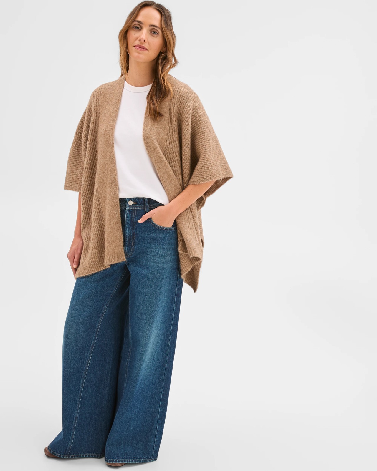 Knitted Poncho - Taupe Marle 2 of 6