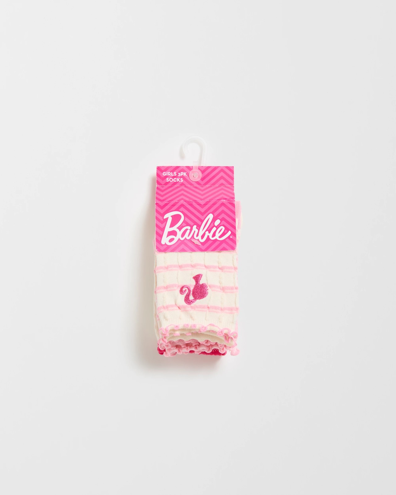 Licensed Barbie Cotton Blend 3 Pack Younger Girls Crew Socks 2 of 3
