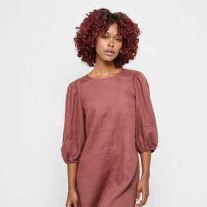 Petites European Linen A-Line Mini Dress thumbnail 2