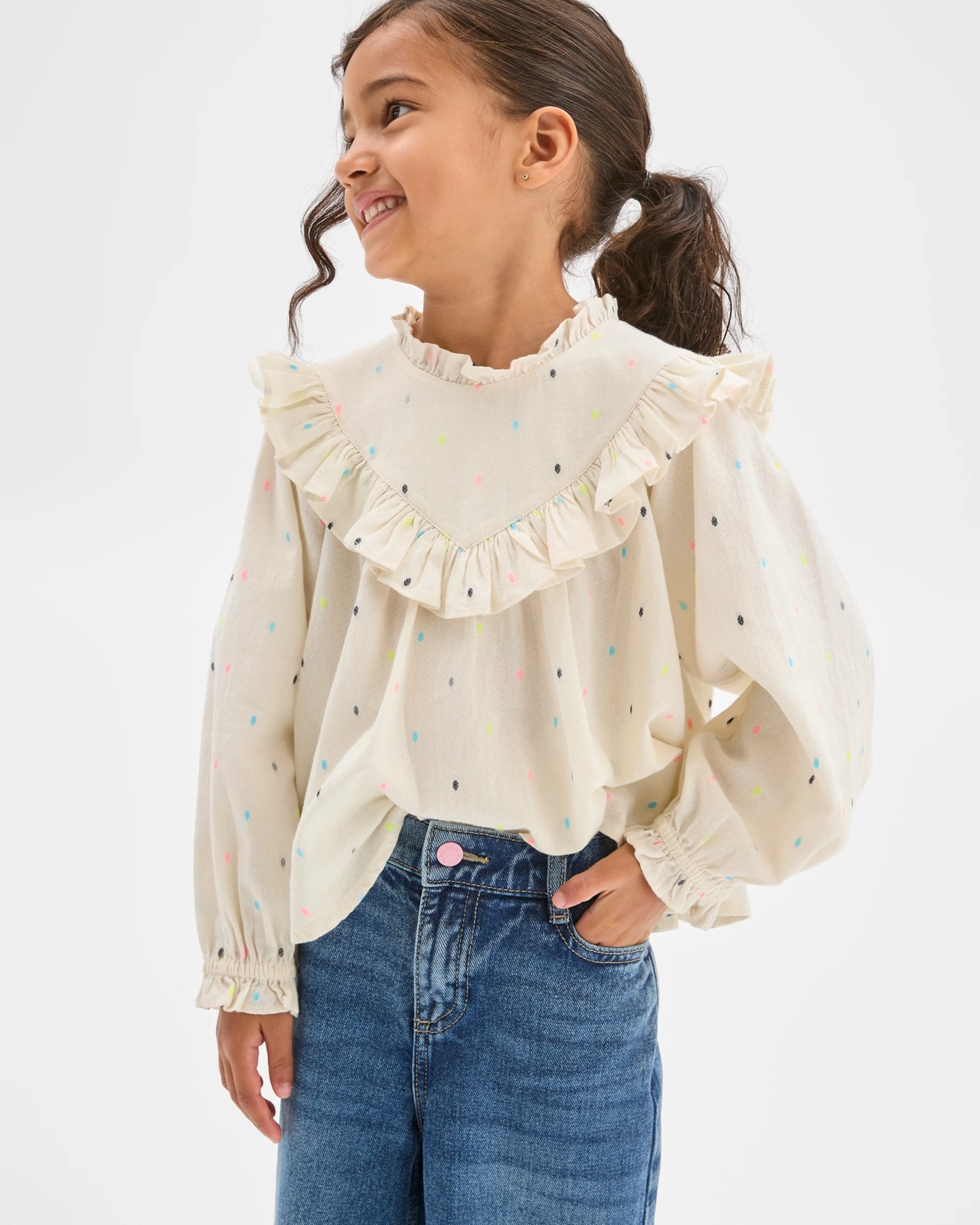Long Sleeve Fashion Woven Frill Blouse 2 of 6