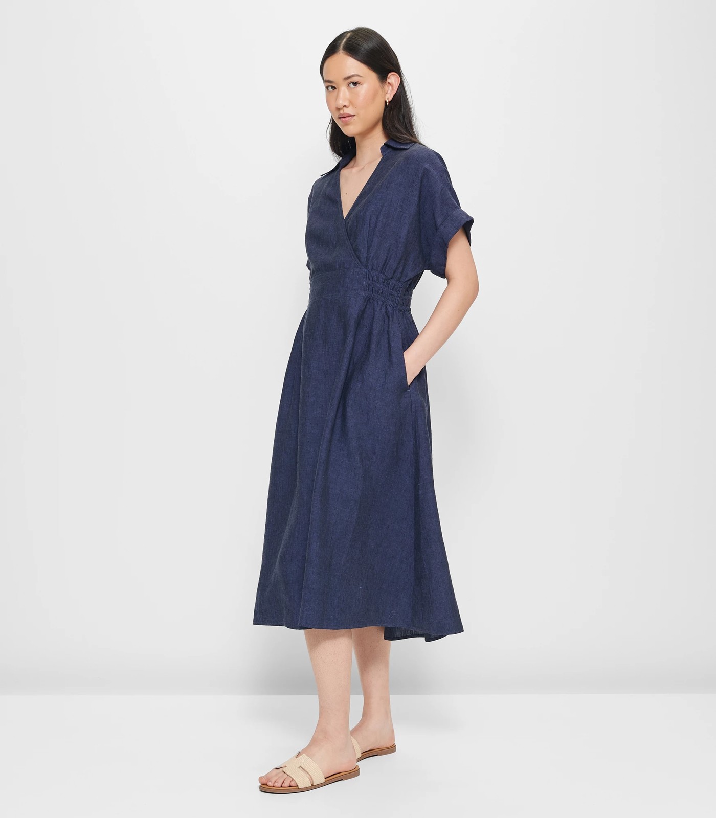 European Linen Midi Wrap Dress | Target Australia