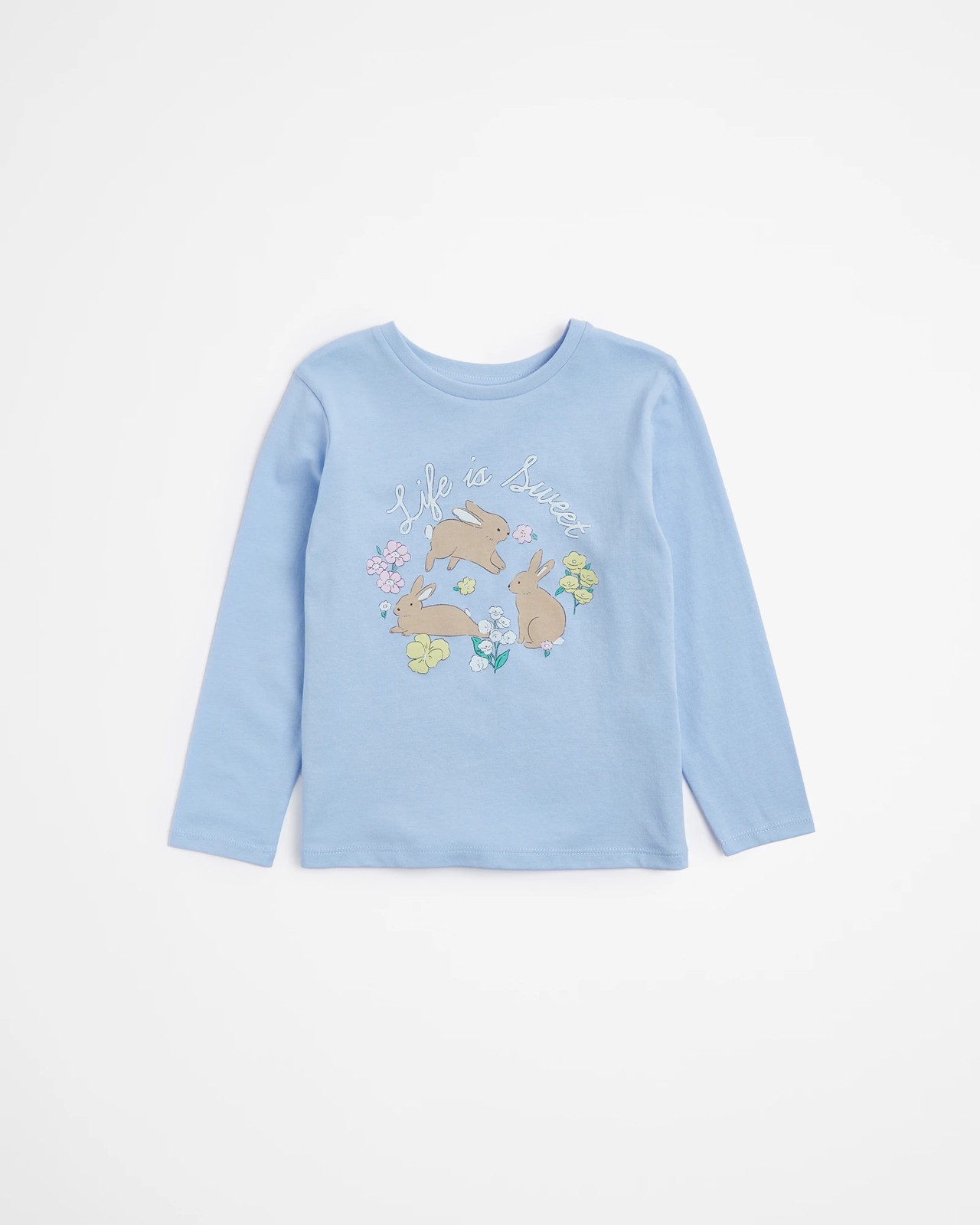 Organic Cotton Long Sleeve Print Top - Light Blue Bunnies | Target ...