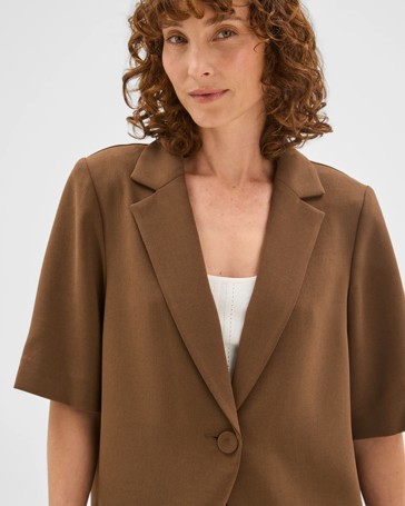Preview Short Sleeve Tailored Oversized Crepe Blazer