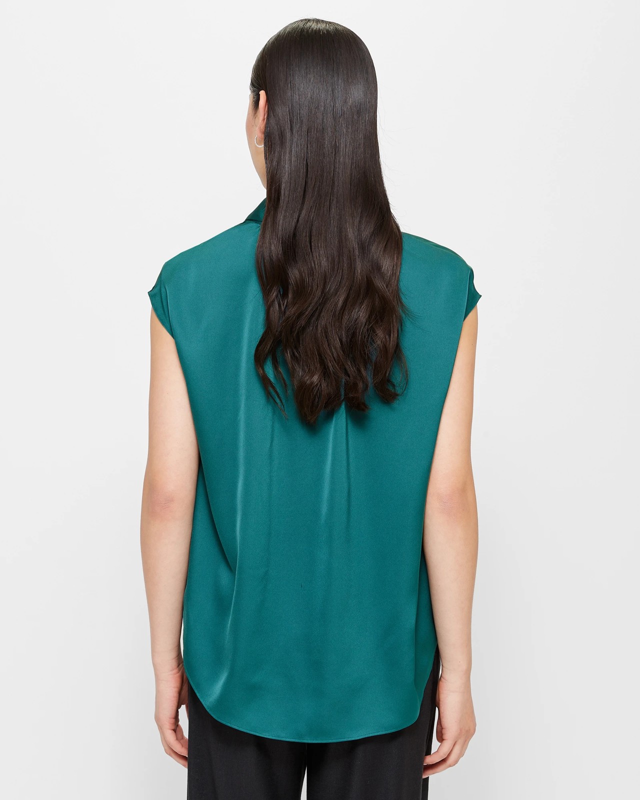Satin Sleeveless Button Through Shirt - Preview 4 of 5