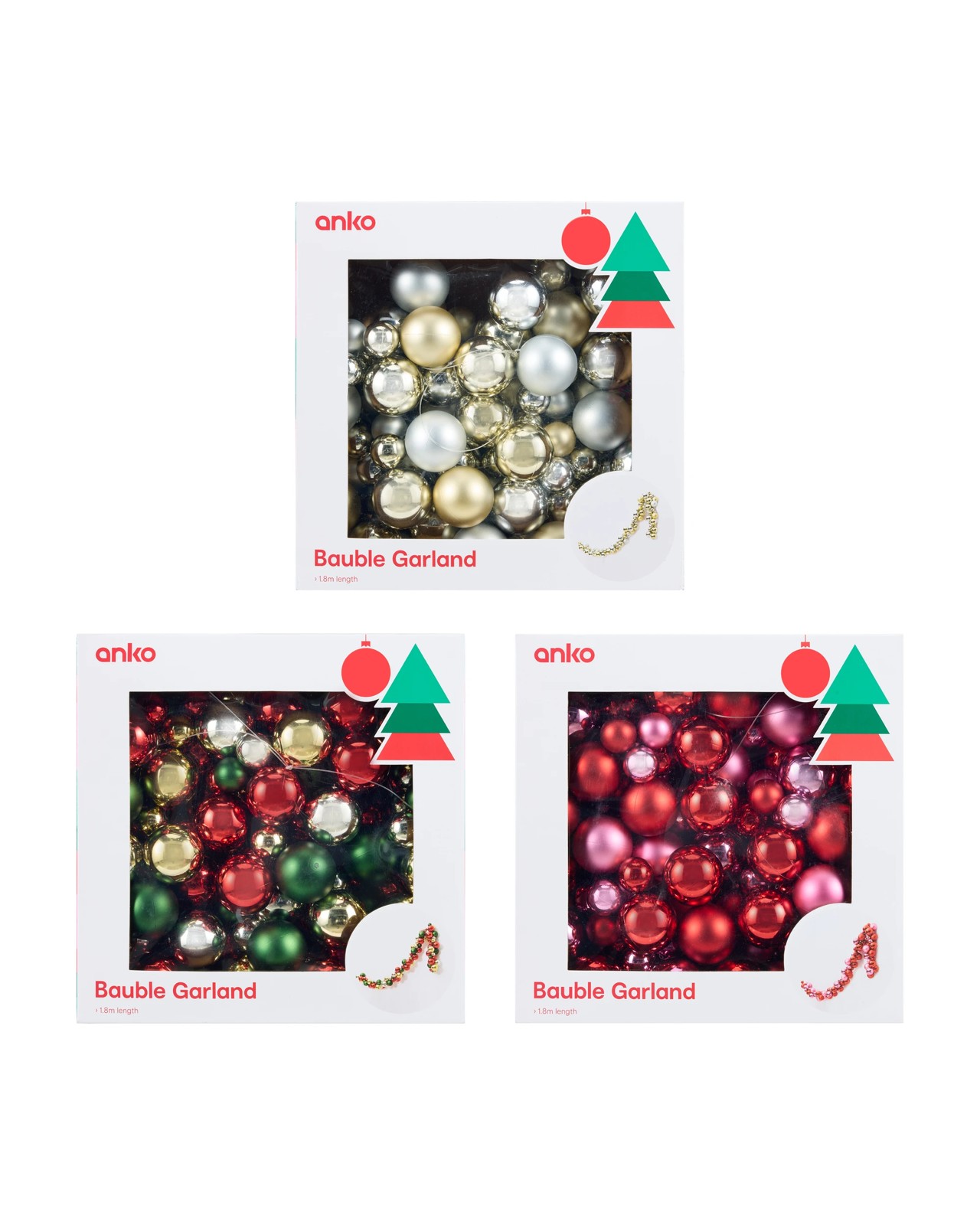 Anko 1.8m Bauble Garland - Assorted 4 of 5