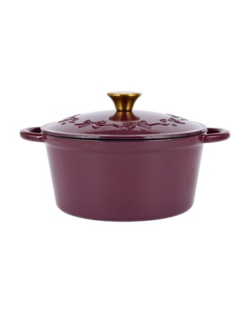 Anko 4L Bow Embossed Cast Iron Casserole - Red