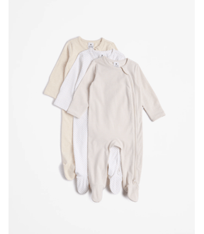 Baby Organic Cotton Print Zip Coveralls 3 Pack