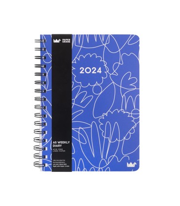 2024 A5 Wiro Weekly Diary Blue Floral - Paper Crane