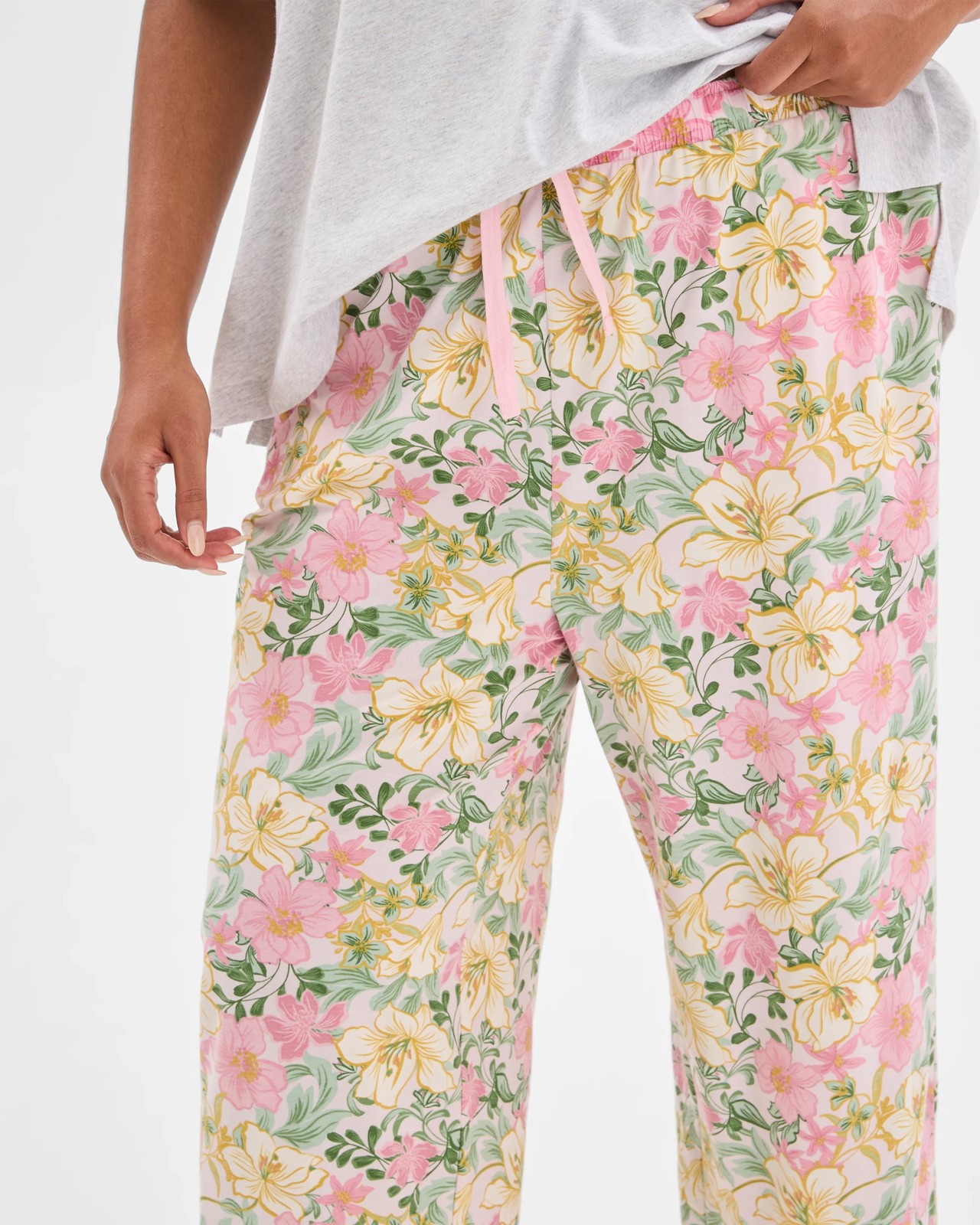 Plus Size Australian Cotton 7/8 Length Jersey Pyjama Set - Floral / Multi 5 of 6