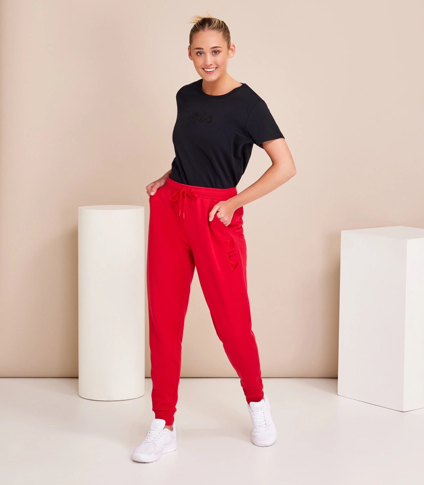 Fila Thora Track Pants Women's Red Casual Daily Trousers Activewear  Sportswear