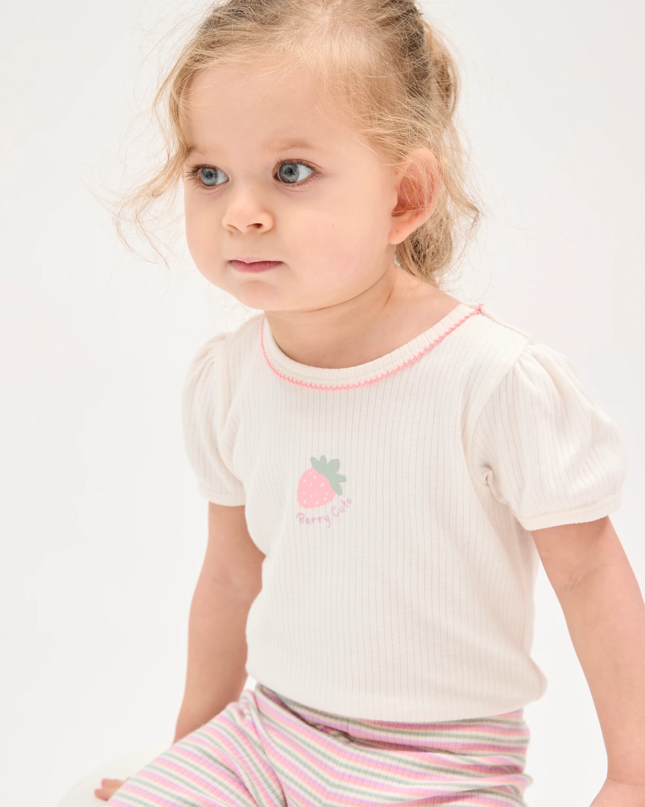 Baby Organic Cotton Short Sleeve Bodysuit & Leggings 2 Piece Set - Strawberry Neutral 3 of 6