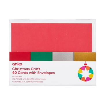40 Pack Christmas Craft Cards with Envelopes - Anko