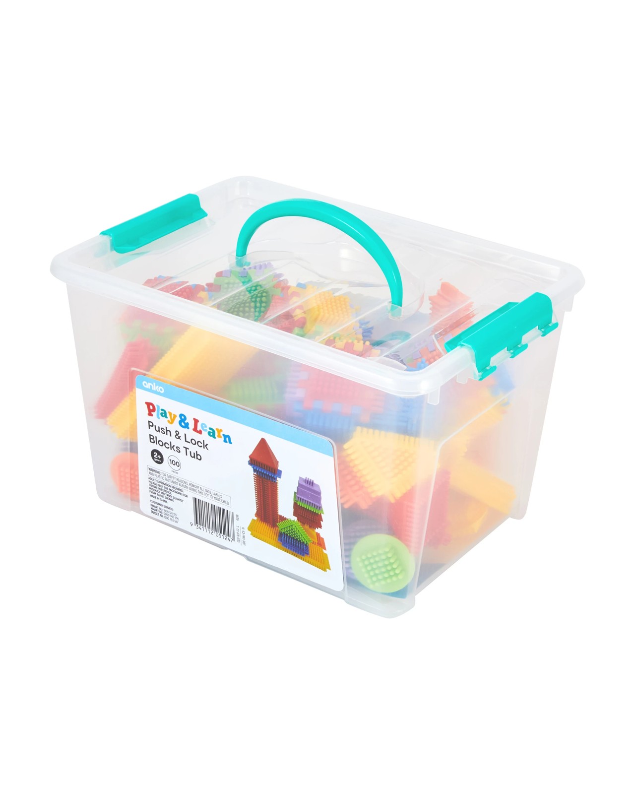 Anko 100 Piece Push and Lock Blocks Tub 2 of 4