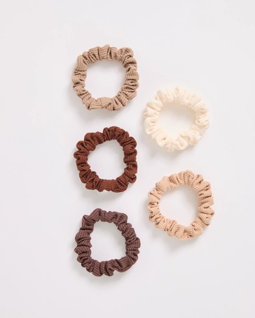 5 Pack Mini Textured Scrunchies