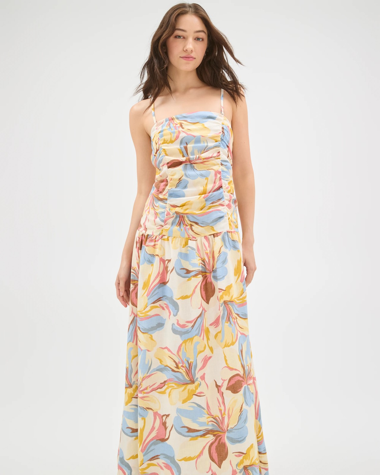 Lily Loves European Linen Drop Waist Maxi Dress - Vintage Floral 4 of 5