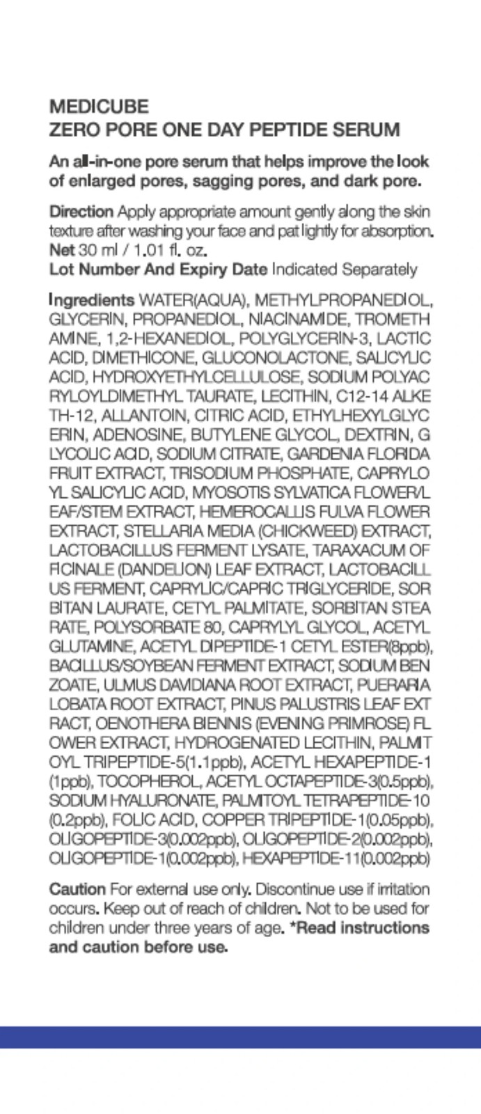 Medicube Zero Pore One Day Peptide Serum 30ml - AHA, BHA, PHA and LHA 2 of 4