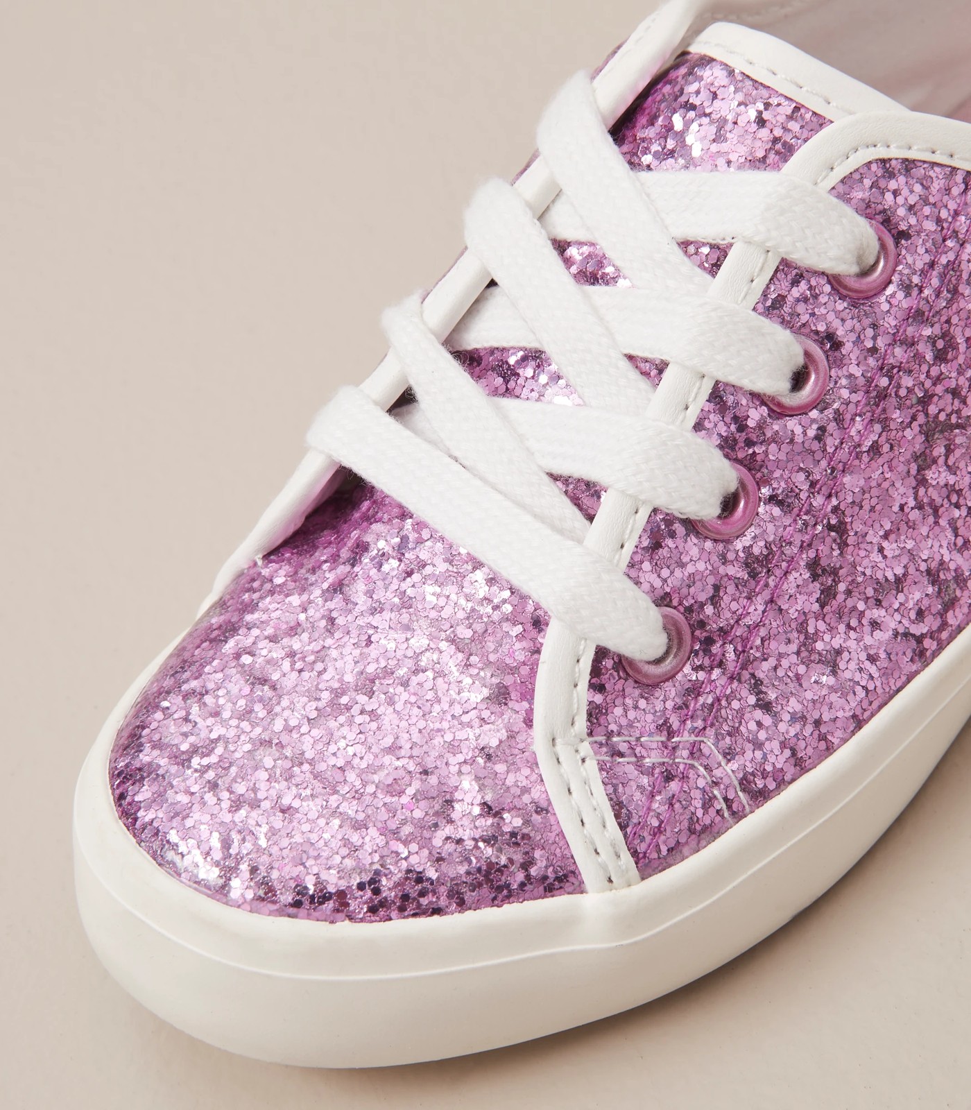 Kids Junior Pink Glitter Sneakers