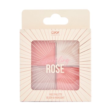 4 Shades Sparkling Rose Blush and Highlight Face Palette - OXX Cosmetics