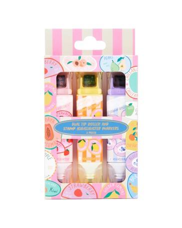 Anko 3 Piece Dual Tip Roller and Stamp Highlighter Marker