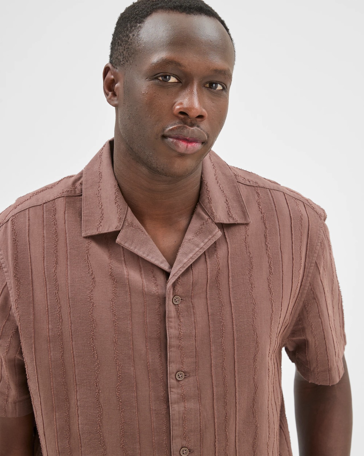 Commons Cotton Burnout Short Sleeve Shirt - Chocolate Brown 3 of 5