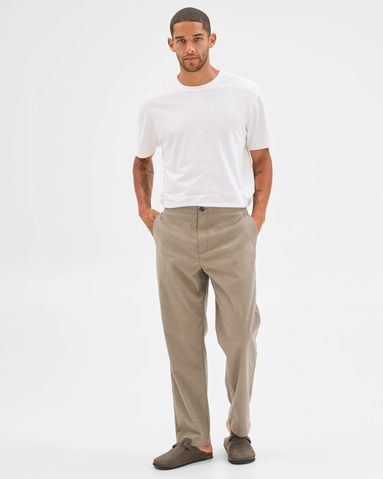 Brushed Relaxed Pants - Mushroom 3 of 6