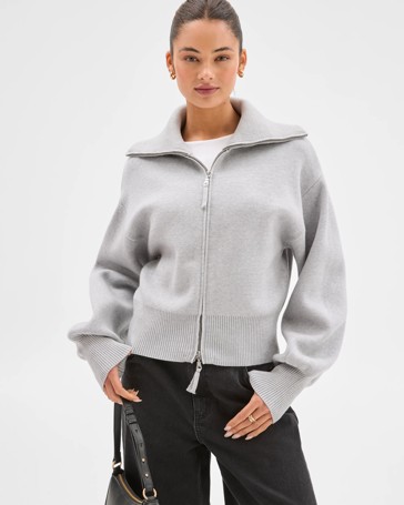 Lily Loves Long Cocoon Sleeve Zip Through Cardigan