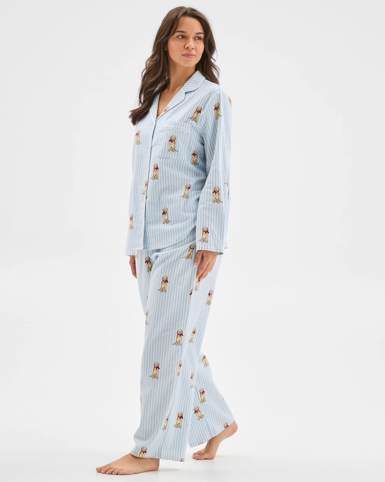 Australian Cotton Flannelette Pyjama Set - Golden Retriever Stripe 3 of 6