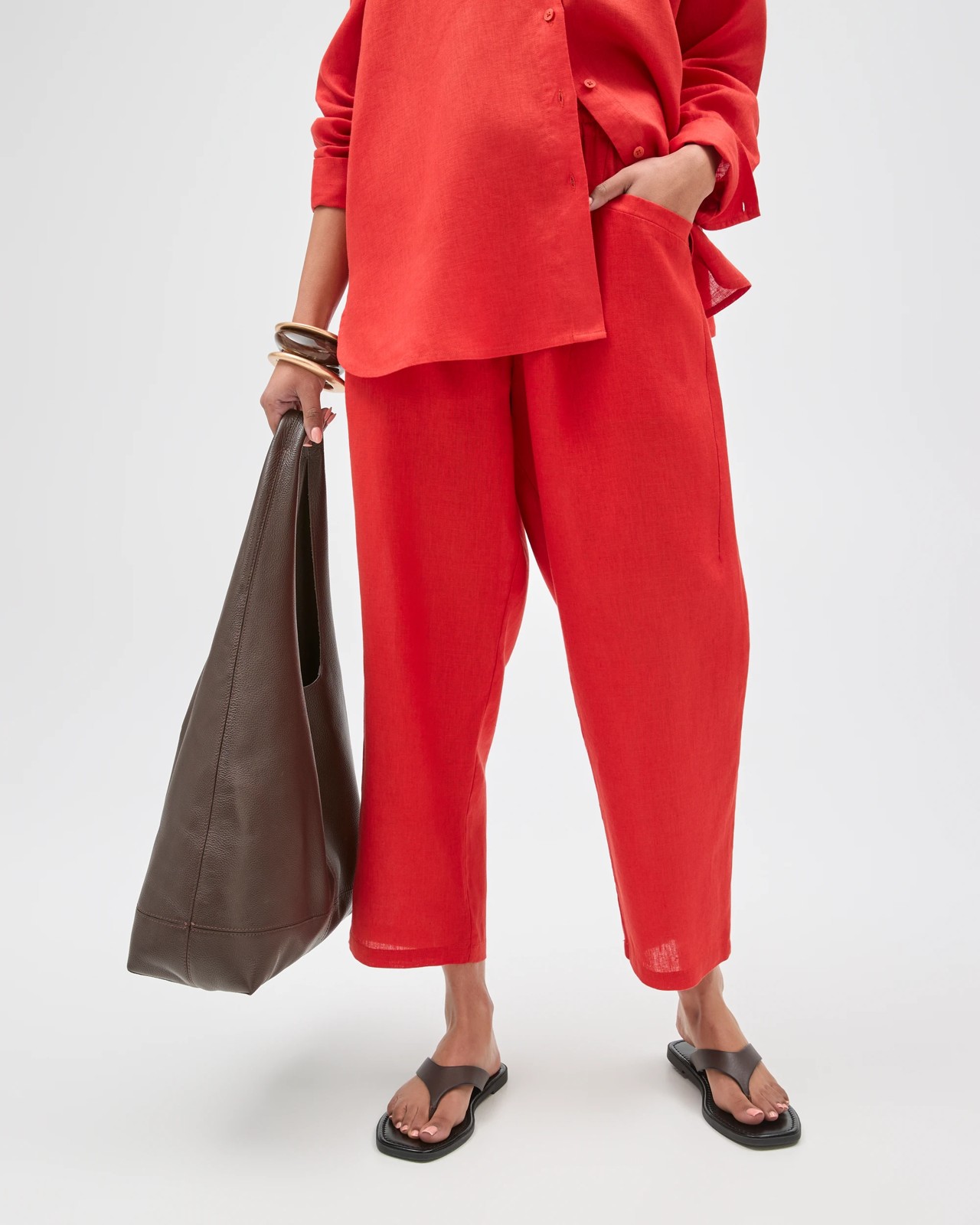 European Linen Tapered Pants - Warm Terracotta 2 of 5