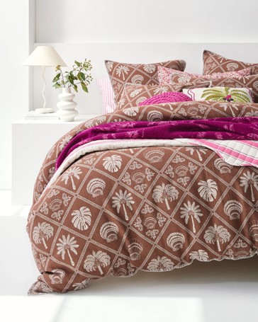 Alexandra Jacquard Palm Cotton Quilt Cover Set