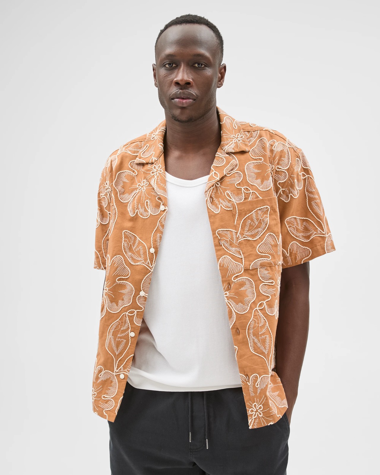 Commons Australian Cotton Boxy Fit Embroidered Shirt - Clay 4 of 5