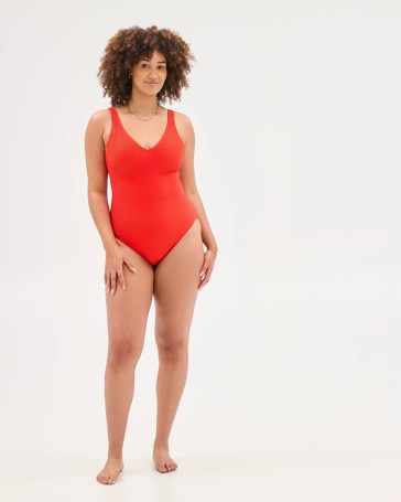 Resort Textured V-Neck One Piece Bathers