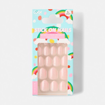 24 Pack Pre-Glued Stick-On Nails, Shimmer, Pink and White - OXX Junior