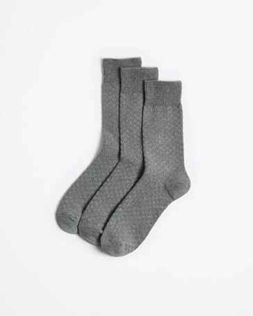 Australian Cotton Blend 3 Pack Business Crew Socks - Maxx - Grey Marle