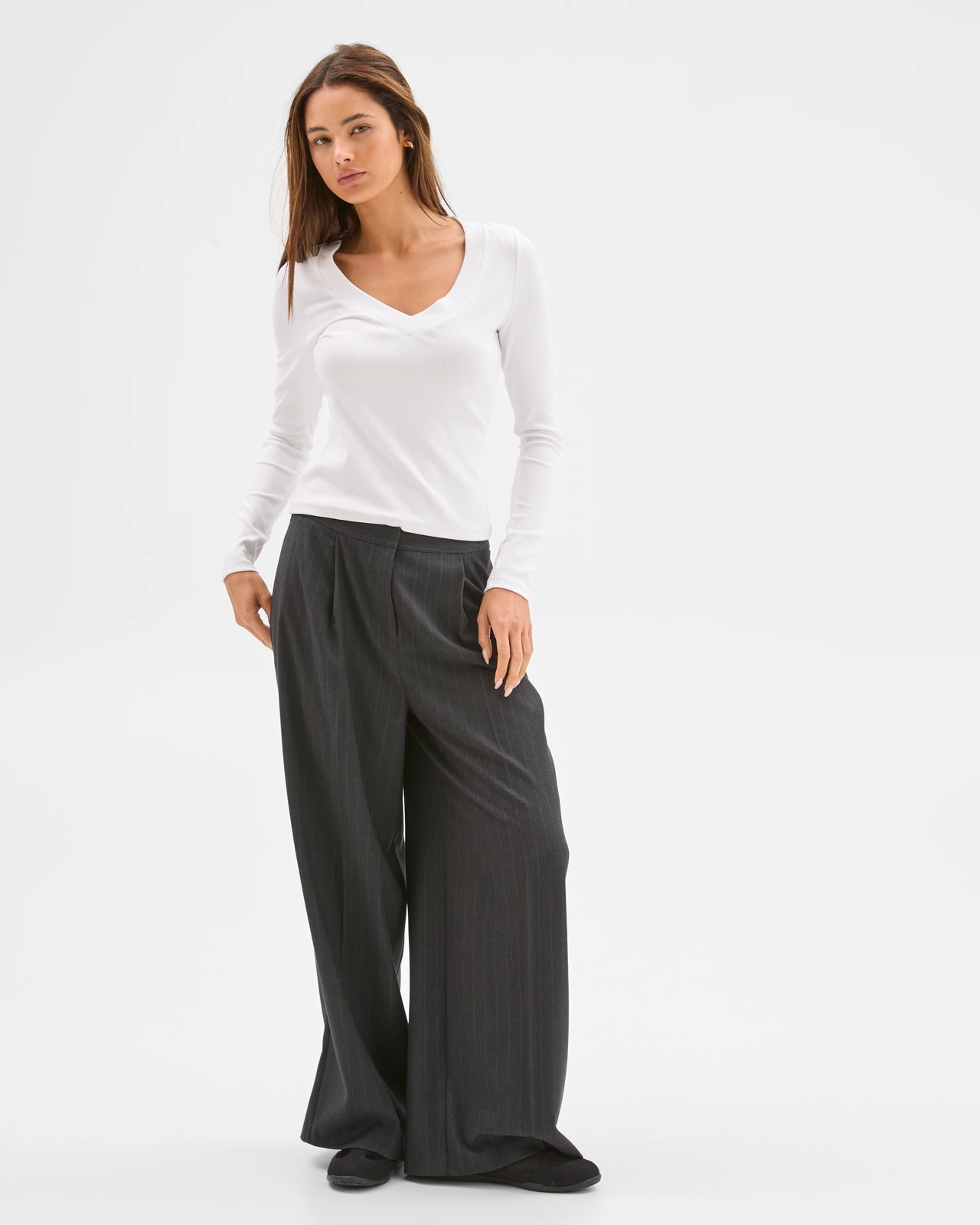 Lily Loves V-Neck Long Sleeve Top - Lily White 2 of 5