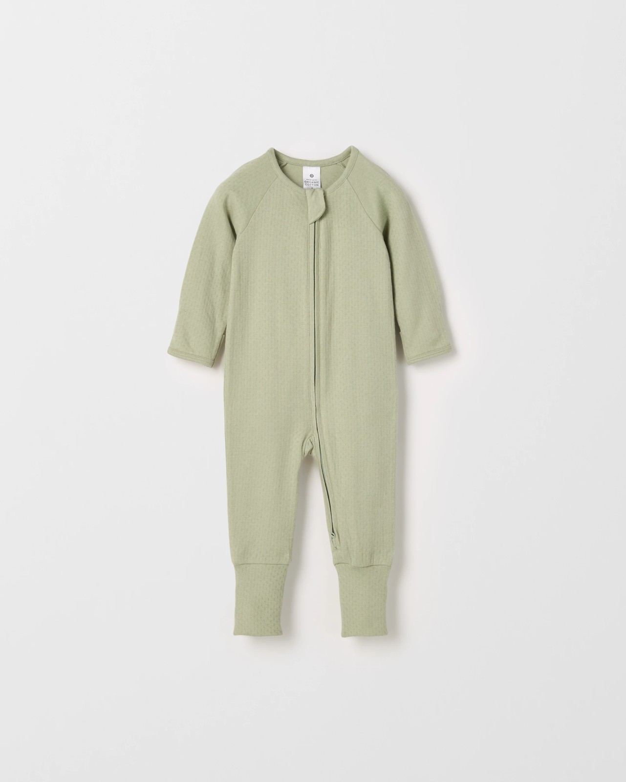 Baby Organic Cotton Pointelle Zip Coverall - Desert Sage 4 of 5